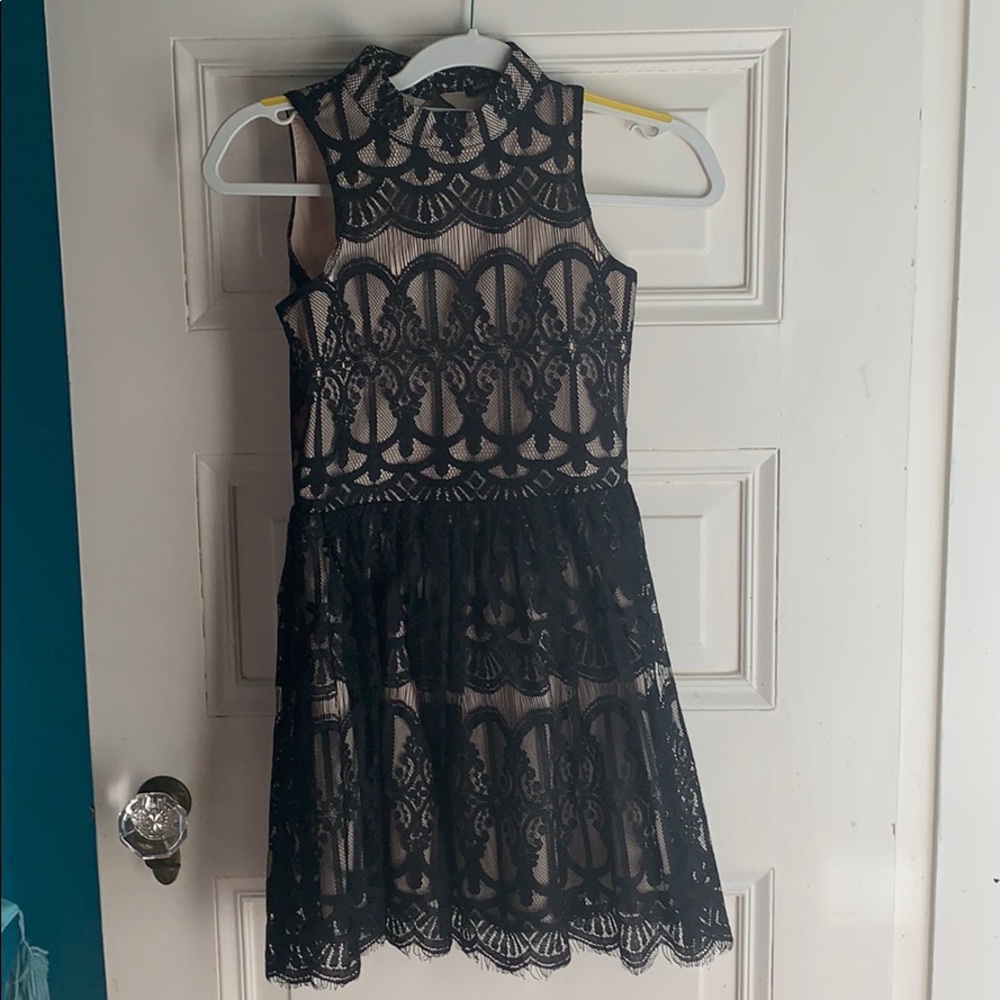 Gold and Black Lace Dress